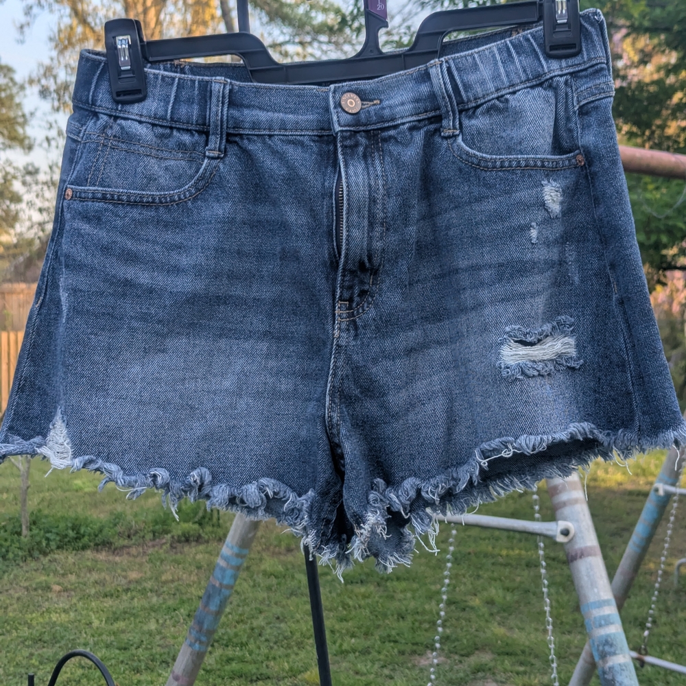 Sincerely Jules Dark Blue Distressed Denim Jean Shorts